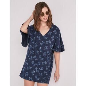 Lucky Brand Printed Knit Mini Dress Navy Blue